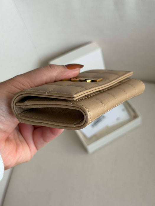 YSL card wallet in beige