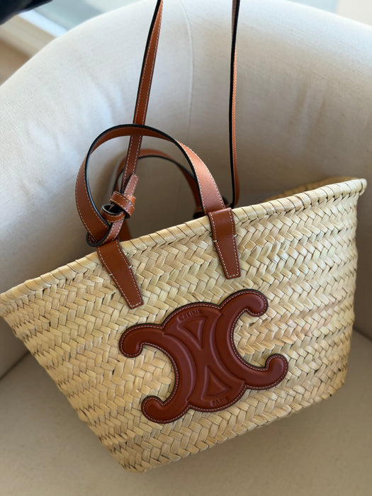 Celine Raffia Triomphe Tote