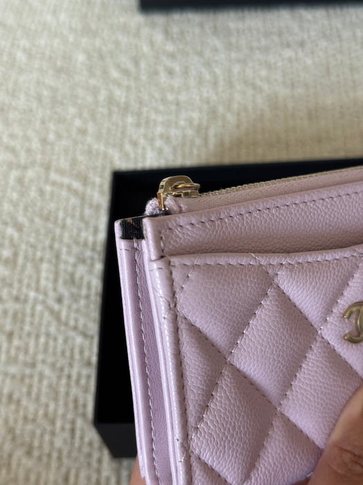 Chanel Zip Around Card Holder in Quilted Caviar