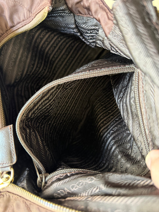 Prada Tessuto Chocolate Bar Chain Bag