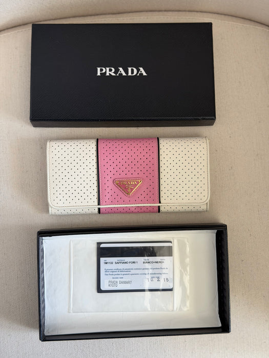 Prada Perforated Saffiano Long Wallet