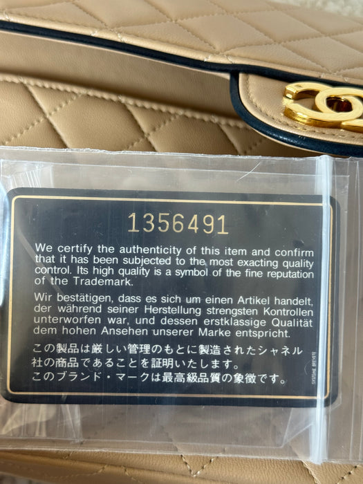 Chanel Square Beige Tier Quilted Flap
