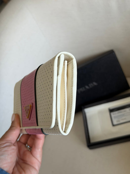 Prada Perforated Saffiano Long Wallet