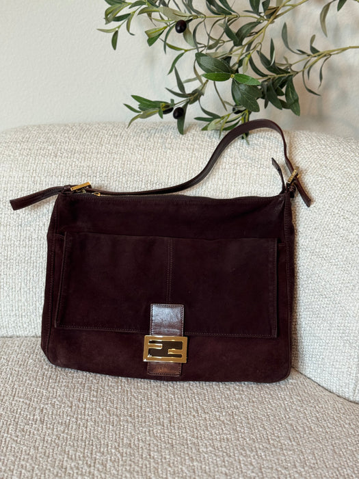 Fendi Suede Maxi Baguette