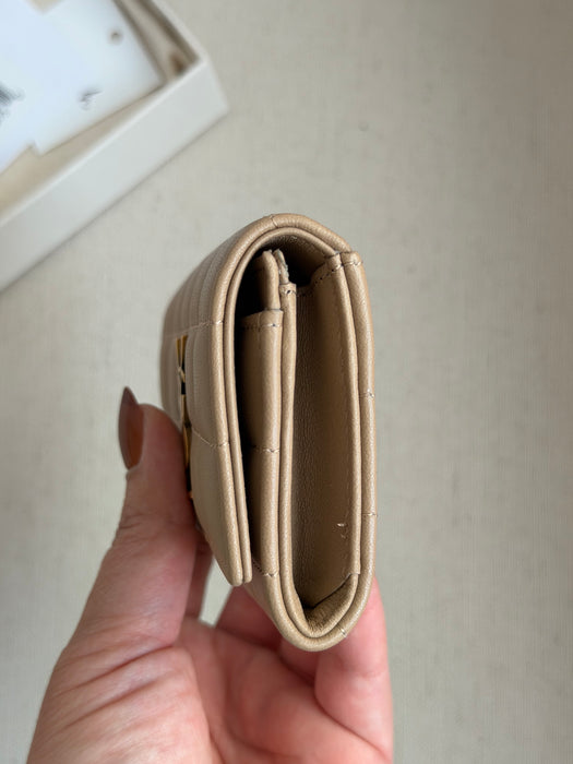 YSL card wallet in beige