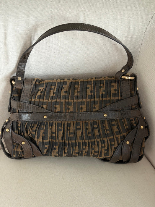 Fendi Zucca Chef Pleated Shoulder Bag
