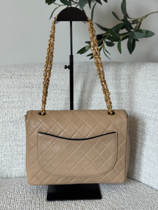 Chanel Square Beige Tier Quilted Flap