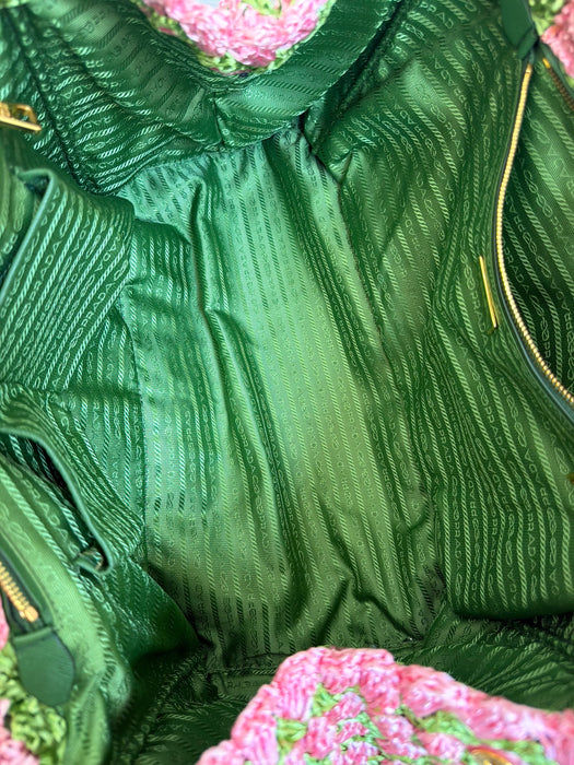 Prada Raffia Pink/Green Tote