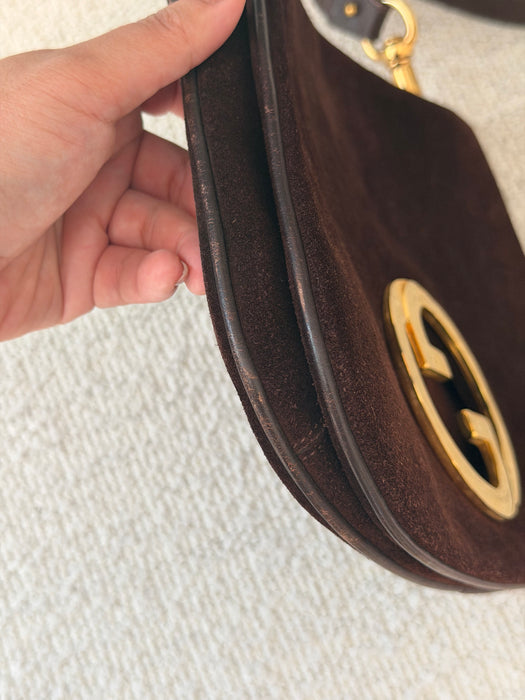 Gucci Blondie Brown Suede Crossbody