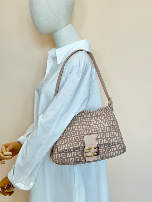 Fendi Zuchinno Pink Beige Mama Baguette