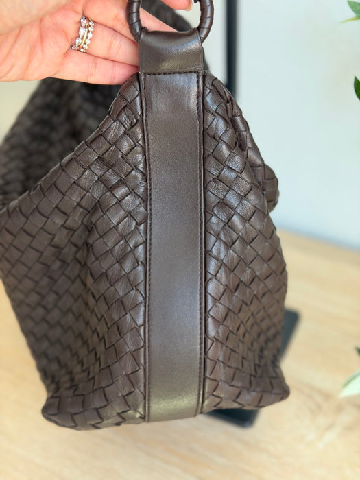 Bottega Veneta Intrecciato Hobo - Chocolate Brown