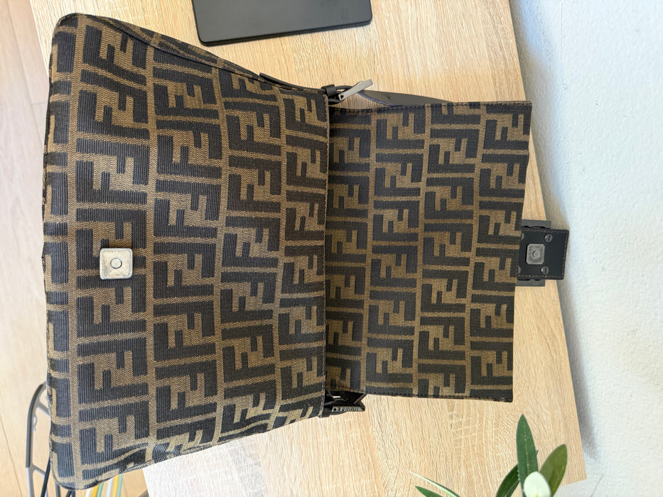 Fendi Zucca Baguette Rare Gunmetal hardware