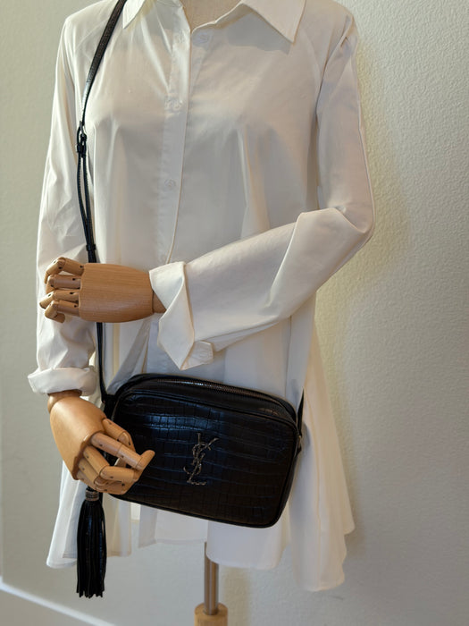 YSL Lou Croc Embossed Camera Crossbody