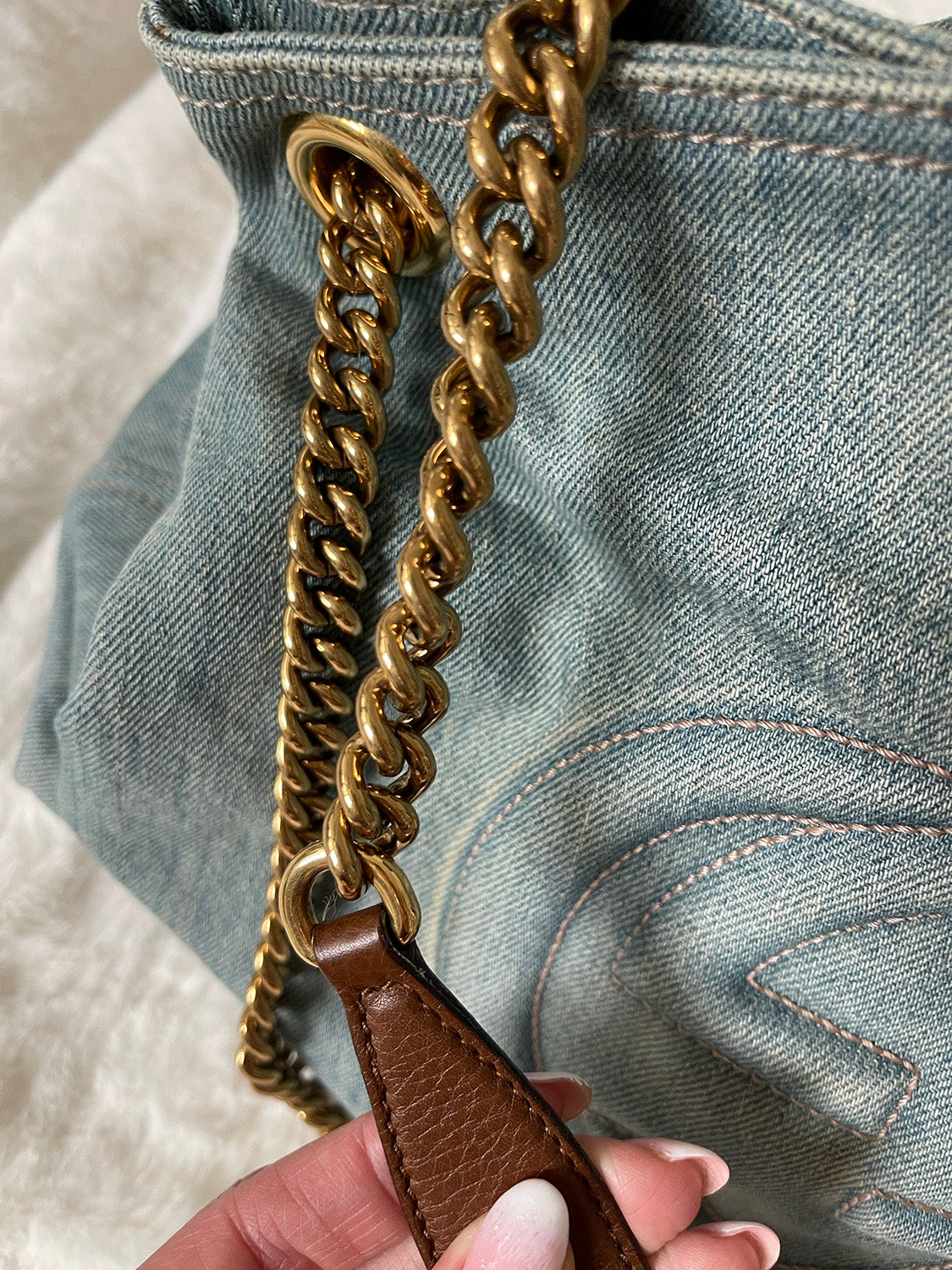 Gucci Denim Soho GG Chain Shoulder Bag