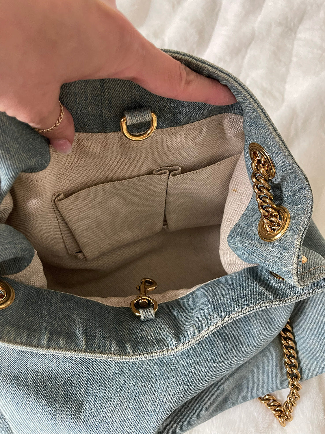 Gucci Denim Soho GG Chain Shoulder Bag