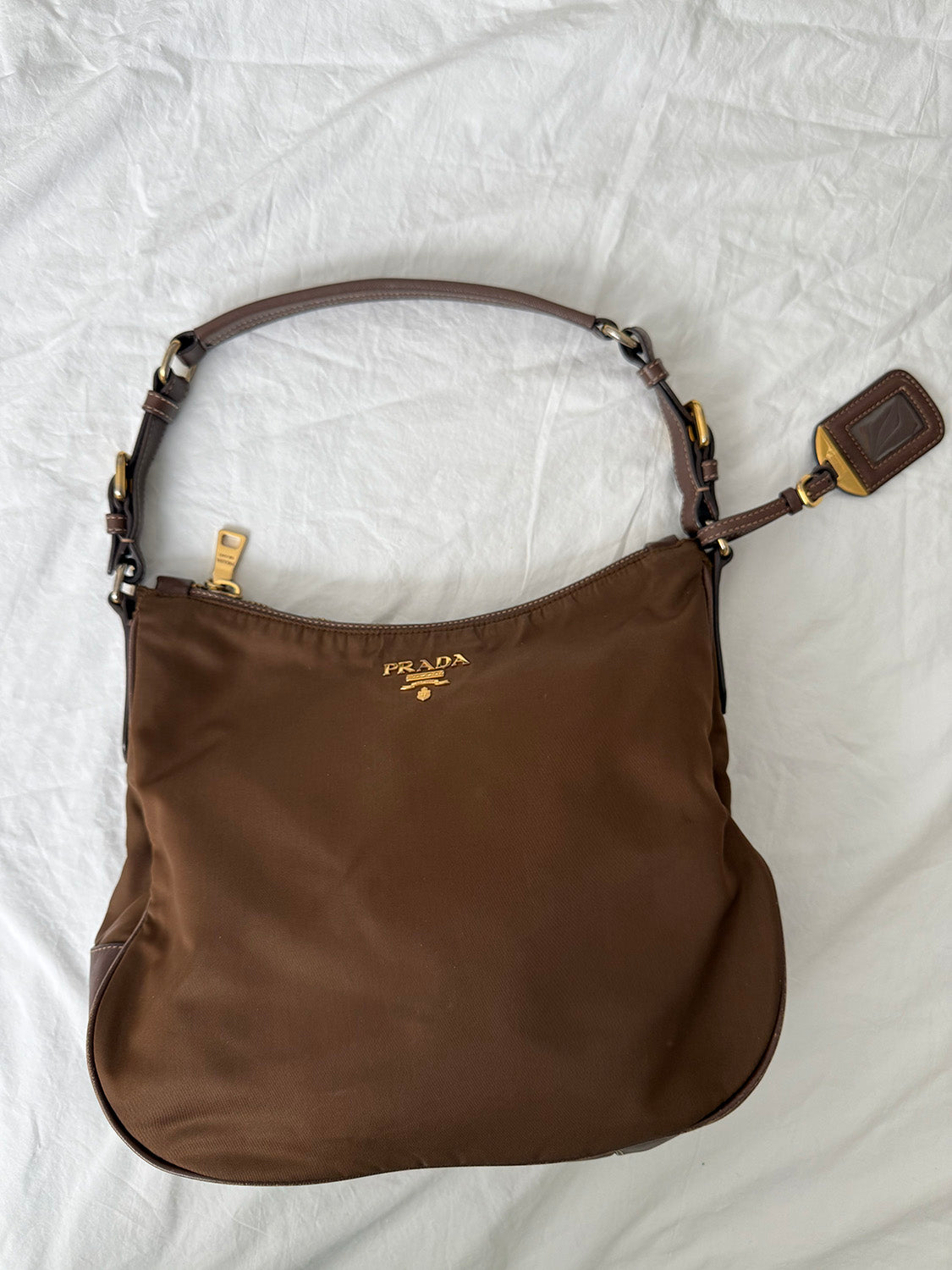 Prada Brown Gold Tessuto Shoulder