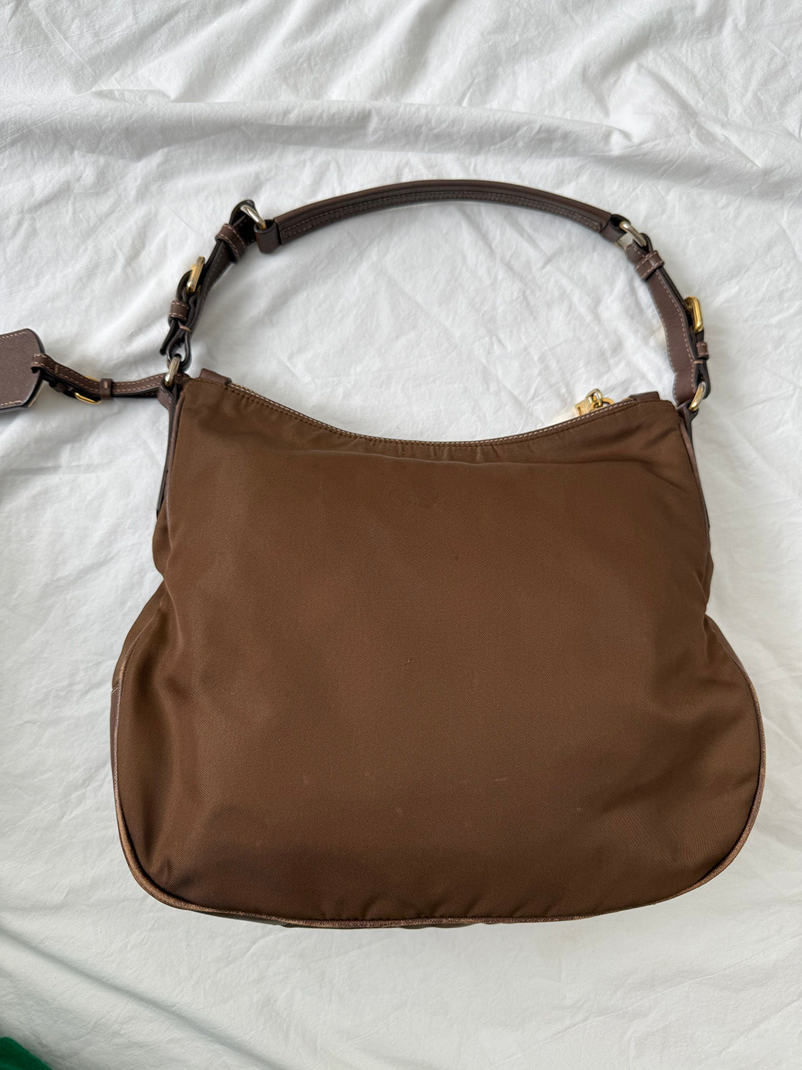 Prada Brown Gold Tessuto Shoulder